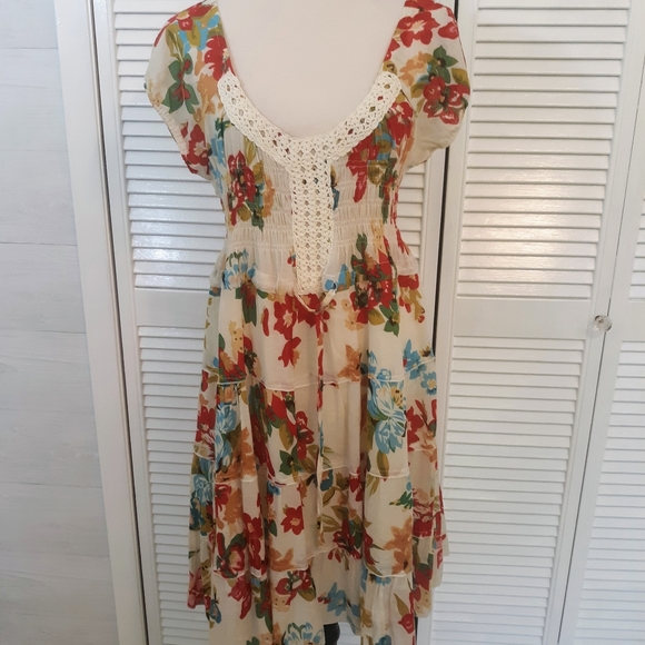 Ultra pink boho crochet gauze dress large - Picture 3 of 7